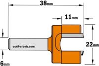 Fraise à Défoncer Carbure CMT - Diamètre 22 mm - Hauteur 11 mm - Queue de 6 mm