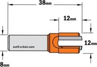Fraise à Défoncer Carbure CMT - Diamètre 12 mm -  Hauteur 12 mm - Queue de 8 mm