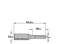 Fraise à Défoncer Carbure CMT - Diamètre 7 mm -  Hauteur 18 mm - Queue de 12 mm