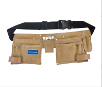 Double ceinture-sacoche en daim à outils/clous, 11 poches