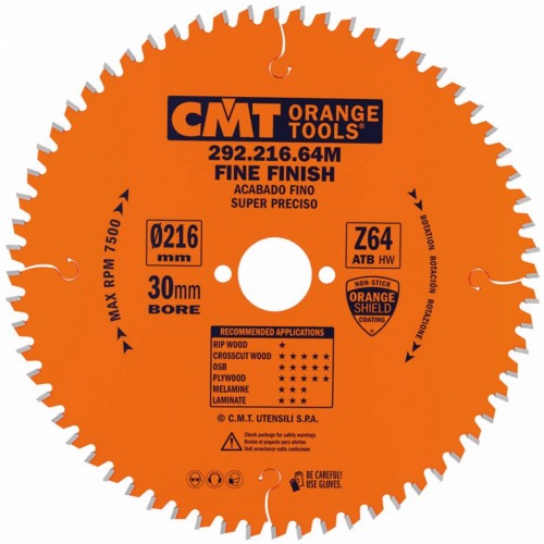 Lame circulaire CMT pour coupes de précision  - Diamètre 300mm - Alésage 30mm - 96 dents alternées - Ep 3,2/2,2 - CMT Orange tools