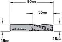 Fraise à Défoncer CMT Hélicoïdale POSITIVE 3 Coupes - Diamètre 16 mm -  Hauteur 35 mm - Queue de 16 mm