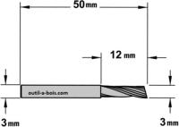 Fraise à Défoncer CMT Hélicoïdale POSITIVE 1 Coupe - Diamètre 3 mm -  Hauteur 12 mm - Queue de 3 mm