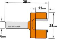 Fraise à Défoncer Carbure CMT - Diamètre 25 mm - Hauteur 11 mm - Queue de 6 mm