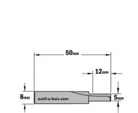 Fraise à Défoncer Carbure CMT - Diamètre 5 mm -  Hauteur 12 mm - Queue de 8 mm