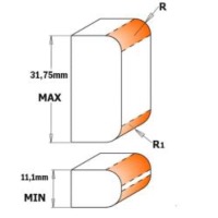 Fraise CMT réglable à double rayon pour quart de rond, queue de 12 mm