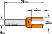Fraise à Défoncer Carbure CMT - Diamètre 12 mm - Hauteur 12 mm - Queue de 6 mm