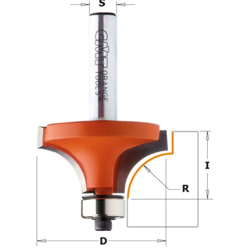 FRAISE QUART DE ROND - Rayon de 8 MM - Queue de 6 mm avec roulement