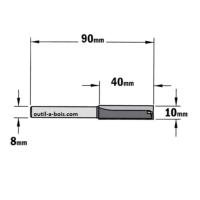 Fraise à Défoncer Carbure CMT - Diamètre 12 mm -  Hauteur 40 mm - Queue de 8 mm