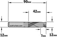 Fraise à compression revêtement chrome - Diamètre 12 mm - Hauteur 42 mm - Queue de 12 mm - CMT Orange tools