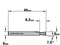 Fraise CMT à Queue d'Aronde 7,5° - Diamètre 6 mm - Queue de 6 mm