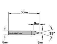 Fraise CMT à rainurer en V 35° - Diamètre 6 mm - Queue de 6 mm