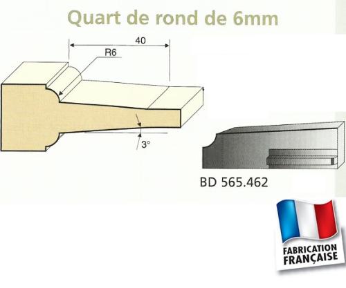 Jeu de 2 Couteaux Plates bandes QUART DE ROND 6mm à pente - Travail par dessous - Le ravageur BD565462