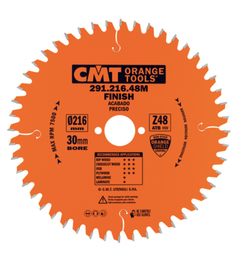 Lame circulaire CMT pour coupes transversales pour portatives  - Diamètre 160mm - Alésage 16mm - 24 dents alternées - Ep 2,2/1,6 - CMT Orange tools
