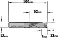 Fraise à compression revêtement chrome - Diamètre 12 mm - Hauteur 52 mm - Queue de 12 mm - CMT Orange tools
