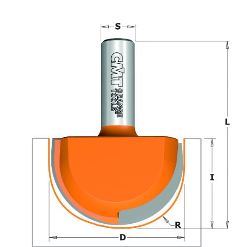 FRAISE A GORGE - Rayon 25.4 mm - Queue de 12 mm