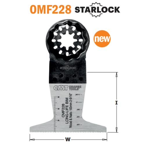 Lame oscillante CMT LONG LIFE largeur 65 mm pour bois et clous, fixation STARLOCK.
