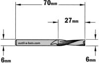 Fraise à Défoncer CMT Hélicoïdale NEGATIVE - Diamètre 6 mm - Hauteur 27 mm - Queue de 6 mm