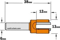 Fraise à Défoncer Carbure CMT - Diamètre 13 mm - Hauteur 12 mm - Queue de 6 mm