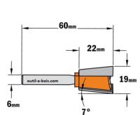 Fraise CMT à Queue d'Aronde 7° - Diamètre 19 mm - Queue de 6 mm