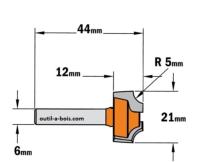 Fraise CMT pour quart de rond (sans roulement) - Rayon 5mm - queue de 6mm