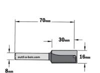 Fraise à Défoncer Carbure CMT - Diamètre 16 mm -  Hauteur 30 mm - Queue de 8 mm
