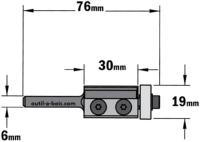 Fraise à Affleurer CMT à plaquettes - Diamètre 19 mm -  Hauteur 30 mm - Queue de 6 mm avec roulement