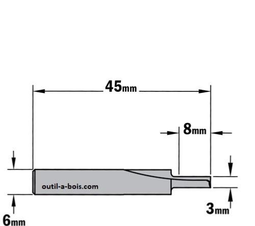 CMT : Fraise carbure à défoncer 6 mm Queue filetage M12 - Fraise queue M12  - Défoncage - outillage - Outillage