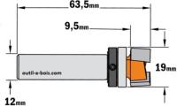 Fraise à défoncer CMT pour le polissage, diamètre 19 mm, queue de 12 mm