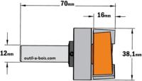 Fraise à défoncer CMT pour le polissage, diamètre 38.1 mm, queue de 12 mm