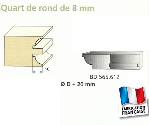 Jeu de 2 Couteaux Contre-profil QUART DE ROND 8mm - Travail par dessous - Le ravageur BD565612