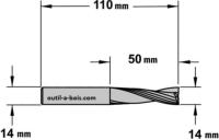 Fraise à Défoncer CMT Hélicoïdale POSITIVE - Diamètre 14 mm - Hauteur 50 mm - Queue de 14 mm
