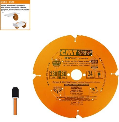 Lame circulaire diamant pour MATERIAUX COMPOSITES - Diamètre 230mm - Alésage 30mm - 4 dents - CMT Orange tools