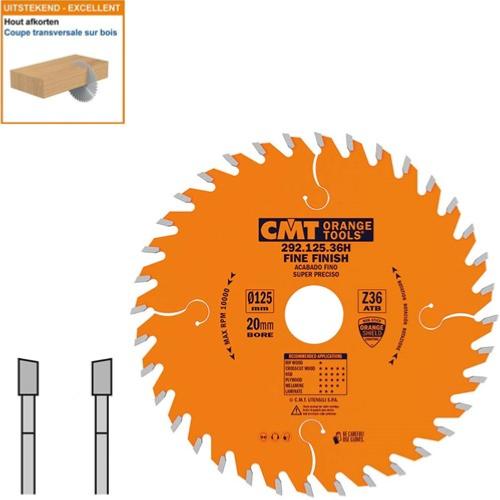 Lame circulaire CMT pour coupes transversales pour portatives - Diamètre 125mm - Alésage 20mm - 36 dents alternées - Ep 2,4/1,4 - CMT Orange tools