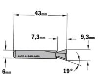 Fraise CMT à Queue d'Aronde 19° (Hoffmann W3) - Queue de 6 mm