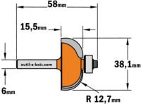 Fraise à congé CMT Rayon 12,7 mm - Queue de 6 mm