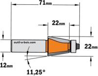 Fraise à chanfreiner CMT - Angle 11,25°  - Queue de 12 mm avec roulement