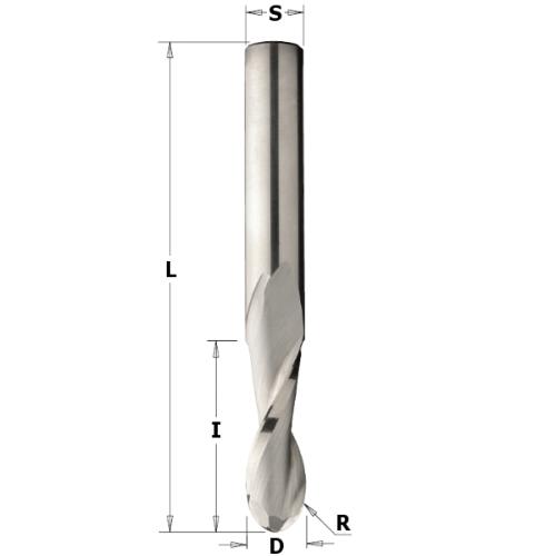 Fraise CMT à coupe hélicoidales positives profil gorge rayon de 3 mm - Diamétre 6 mm - Queue de 6 mm