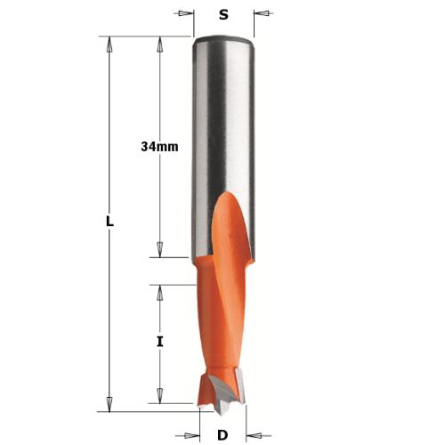 Mèche à percer carbure multibroches pour trous borgnes - Diamètre 10mm - Longueur totale 57mm - CMT 361