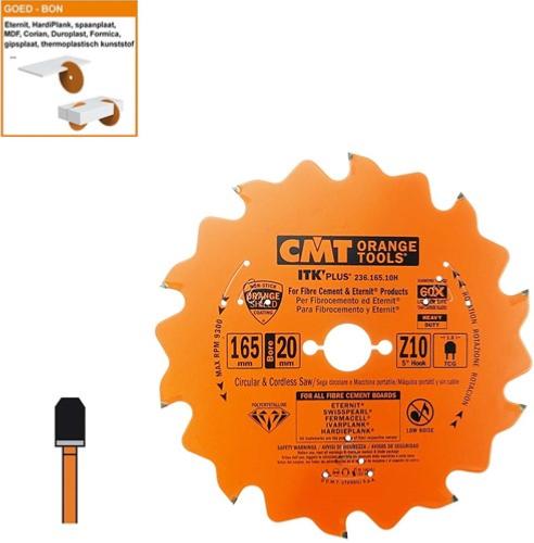 Lame circulaire diamant pour MATERIAUX COMPOSITES - Diamètre 165mm - Alésage 20mm - 10 dents - CMT Orange tools