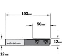 Fraise à Défoncer CMT à Plaquettes - Diamètre 12 mm -  Hauteur 50 mm - Queue de 12 mm