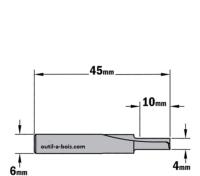 Fraise à Défoncer Carbure CMT - Diamètre 4 mm - Hauteur 10 mm - Queue de 6 mm