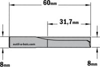 Fraise à Défoncer Carbure CMT - Diamètre 8 mm -  Hauteur 31.7 mm - Queue de 8 mm