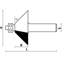 Fraise à chanfreiner - Angle 45° - Hauteur 19 mm - Queue de 12 mm avec roulement