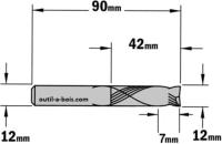 Fraise à compression - Diamètre 12 mm - Hauteur 42 mm - Queue de 12 mm - CMT Orange tools