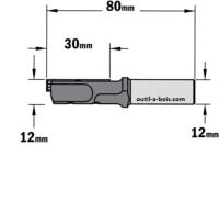 Fraise à Défoncer CMT à Plaquettes - Diamètre 12 mm -  Hauteur 30 mm - Queue de 12 mm