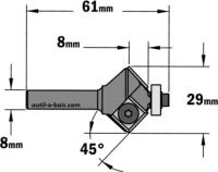 Fraise à chanfreiner CMT à plaquettes - Angle 45° - Queue de 8mm avec roulement