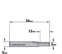 Fraise à Défoncer Carbure CMT - Diamètre 5 mm - Hauteur 12 mm - Queue de 6 mm