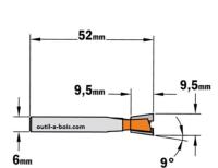 Fraise CMT à Queue d'Aronde 9° - Diamètre 9,5 mm - Queue de 6 mm