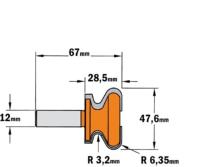 Fraise pour poignée Rayon 6,35 mm, Queue de 12 mm - CMT 955.601.11